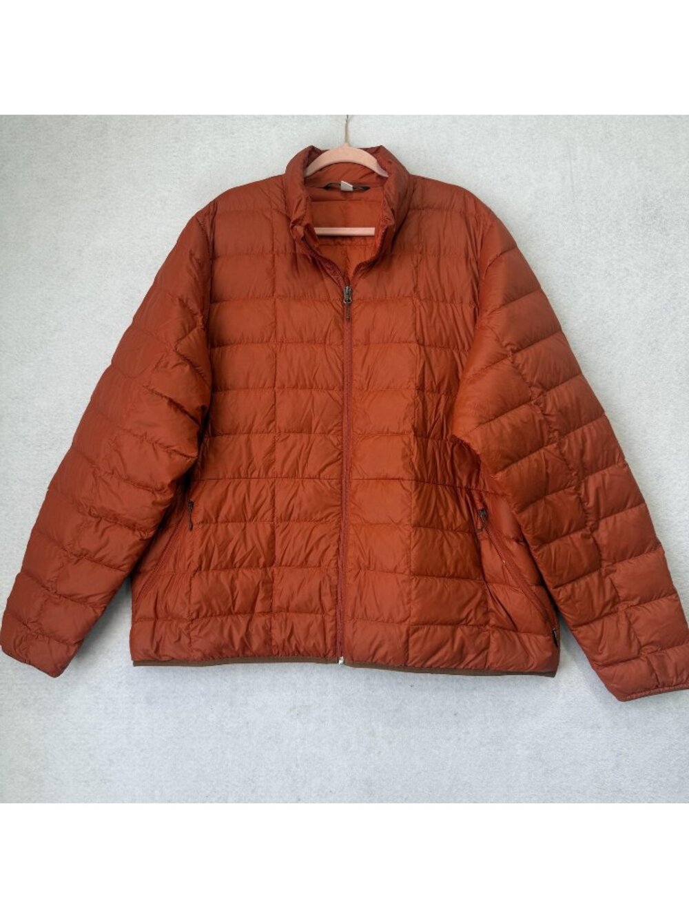 REI Co-op Jacket Mens 2XL Orange Down Puffer Full Zip Lightweight Insulated